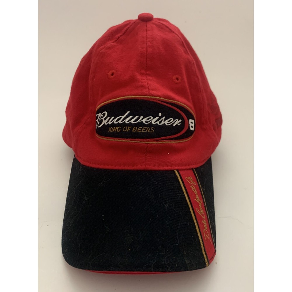 #8 Dale Earnhardt Jr Nascar Budweiser Nu Fit Hase Trucker Hat Ball Cap Red Black
